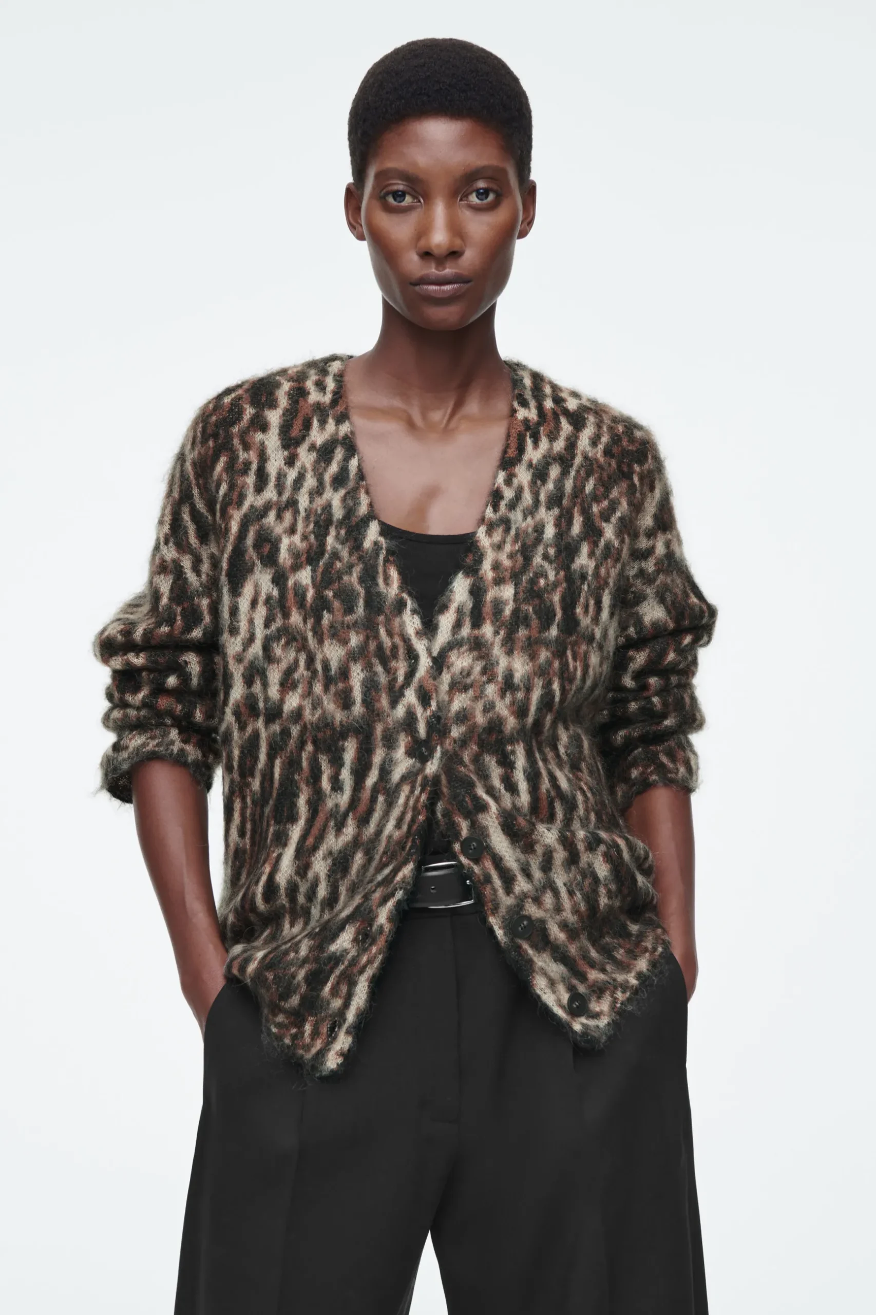 Fashion COS ŻAKARDOWY KARDIGAN Z MOHEREM W LAMPARCIE CĘTKI