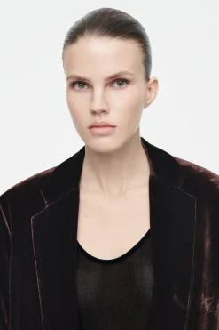 Fashion COS AKSAMITNA MARYNARKA Z DOMIESZKĄ JEDWABIU