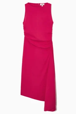 Fashion COS ASYMETRYCZNA SUKIENKA MIDI Z ZEBRANYM MATERIAŁEM