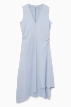 Fashion COS ASYMETRYCZNA SUKIENKA MIDI ZEBRANA W TALII