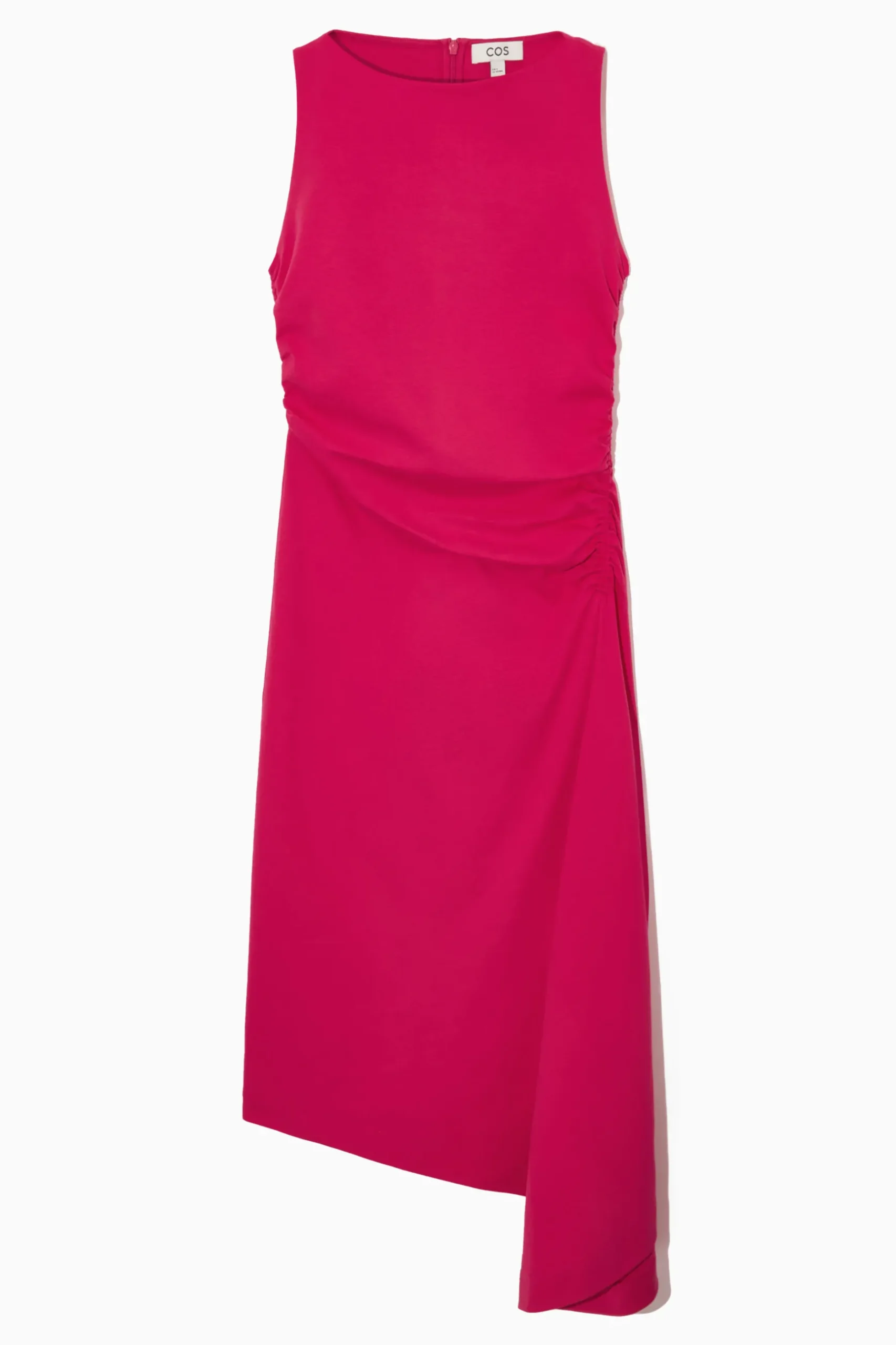 Fashion COS ASYMETRYCZNA SUKIENKA MIDI Z ZEBRANYM MATERIAŁEM