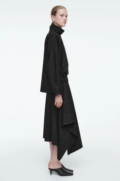Fashion COS ASYMETRYCZNA WEŁNIANA SPÓDNICA W PRĄŻKI