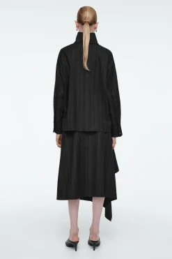 Fashion COS ASYMETRYCZNA WEŁNIANA SPÓDNICA W PRĄŻKI