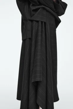 Fashion COS ASYMETRYCZNA WEŁNIANA SPÓDNICA W PRĄŻKI