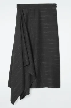 Fashion COS ASYMETRYCZNA WEŁNIANA SPÓDNICA W PRĄŻKI
