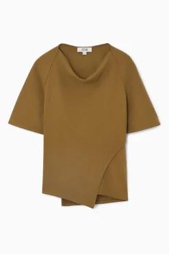 Best COS ASYMETRYCZNY T-SHIRT Z LEJĄCYM DEKOLTEM
