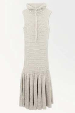 Fashion COS AŻUROWA SUKIENKA MAXI Z KAPTUREM