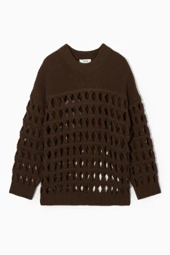 Fashion COS AŻUROWY SWETER Z MIESZANKI Z WEŁNĄ