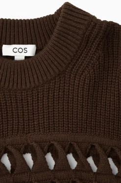 Fashion COS AŻUROWY SWETER Z MIESZANKI Z WEŁNĄ