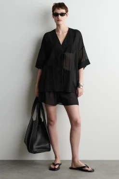Fashion COS BAWEŁNIANA KOSZULA PLAŻOWA Z WIĄZANIAMI