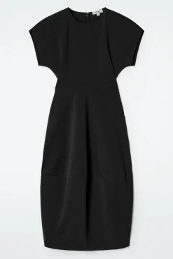 Fashion COS BAWEŁNIANA SUKIENKA MIDI Z WYCIĘCIEM W TALII