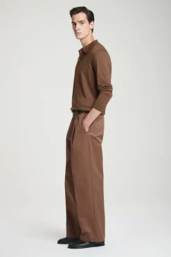 Fashion COS BAWEŁNIANE SPODNIE Z PROSTYMI NOGAWKAMI Brązowy
