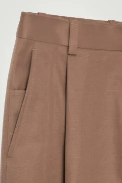 Fashion COS BAWEŁNIANE SPODNIE Z PROSTYMI NOGAWKAMI Brązowy