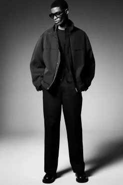 Hot COS BAWEŁNIANE SPODNIE Z PROSTYMI NOGAWKAMI Czarny