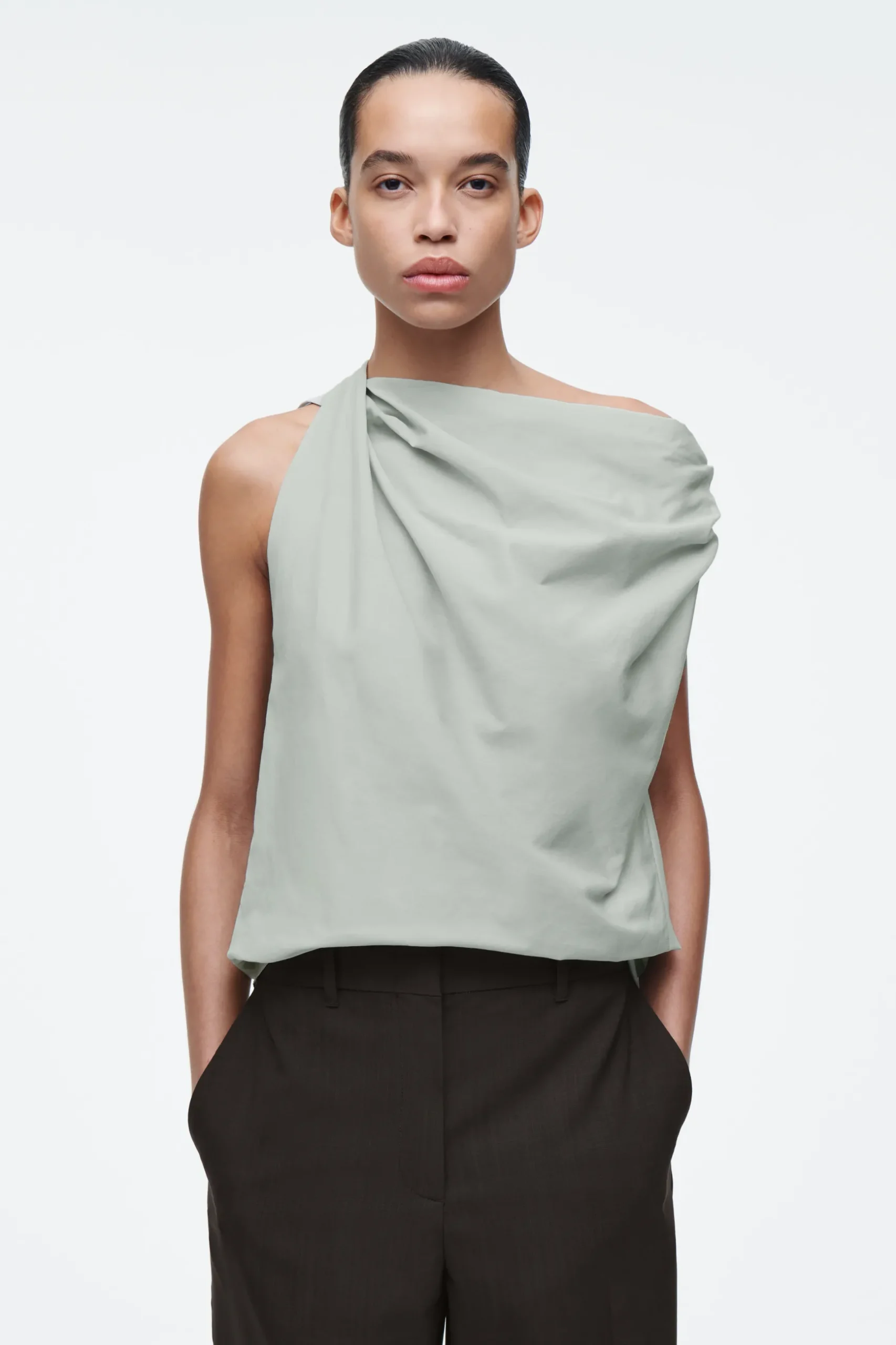Fashion COS BAWEŁNIANO-JEDWABNA BLUZKA Z MARSZCZENIAMI