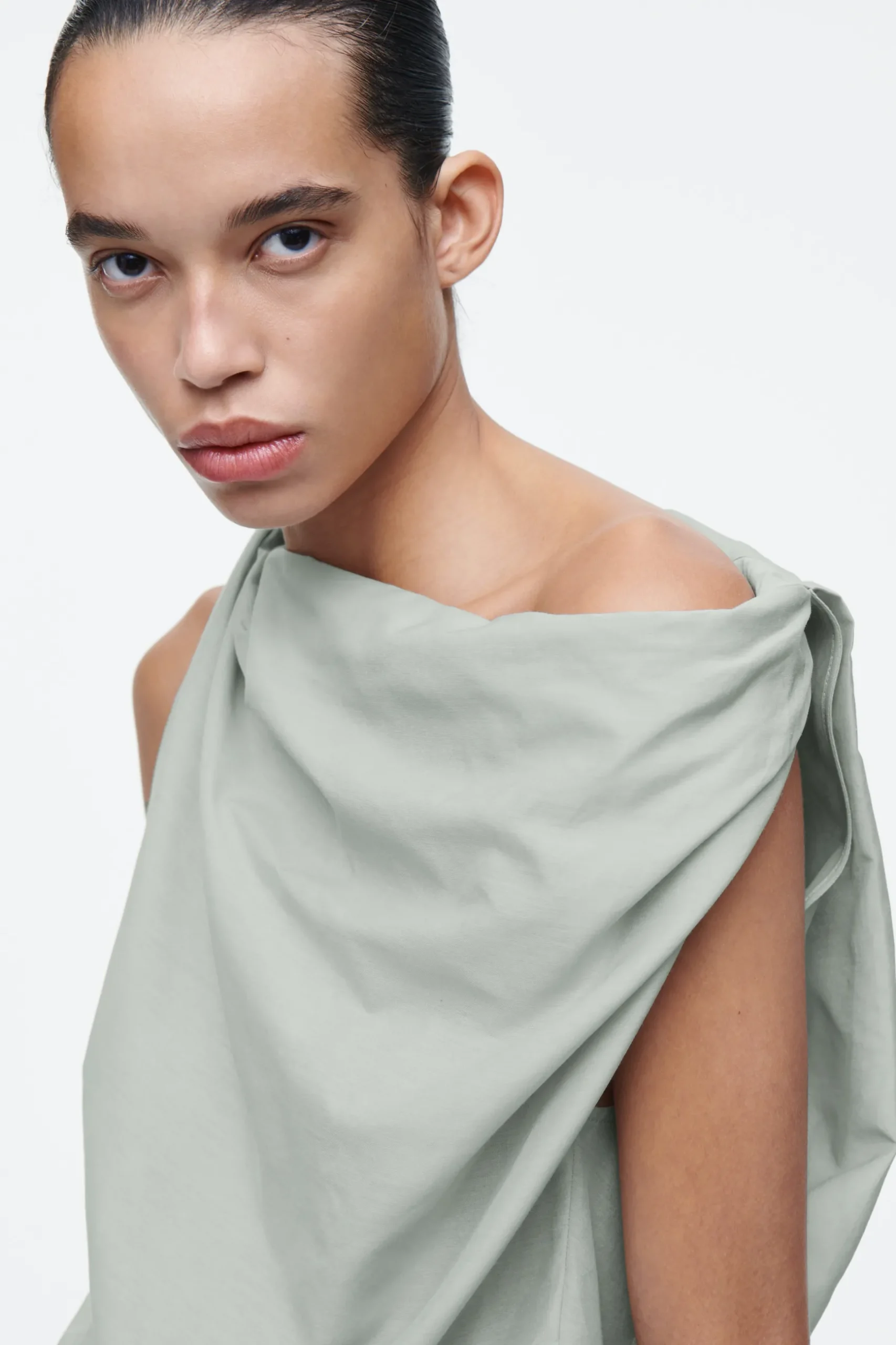 Fashion COS BAWEŁNIANO-JEDWABNA BLUZKA Z MARSZCZENIAMI