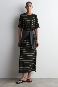 Fashion COS BAWEŁNIANO-LNIANA SUKIENKA T-SHIRTOWA MAXI