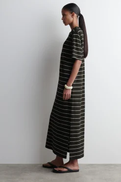 Fashion COS BAWEŁNIANO-LNIANA SUKIENKA T-SHIRTOWA MAXI