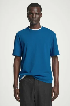 Fashion COS BAWEŁNIANY T-SHIRT – RELAXED FIT Niebieski