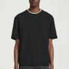 Sale COS BAWEŁNIANY T-SHIRT – RELAXED FIT Czarny