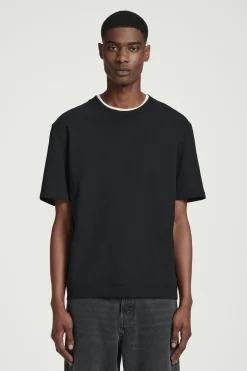 Sale COS BAWEŁNIANY T-SHIRT – RELAXED FIT Czarny