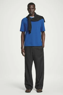 Fashion COS BAWEŁNIANY T-SHIRT – RELAXED FIT Niebieski