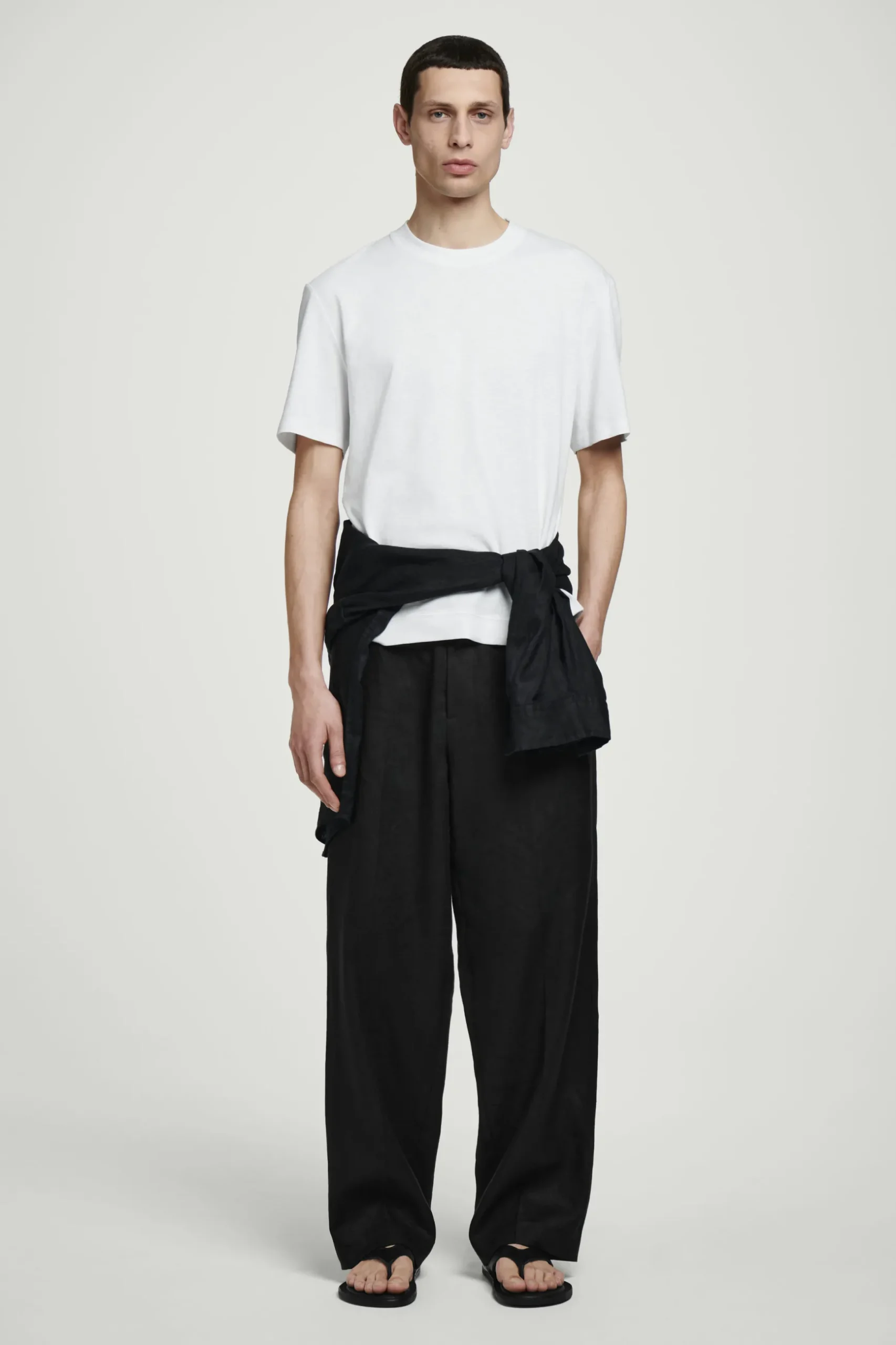New COS BAWEŁNIANY T-SHIRT – RELAXED FIT Biały