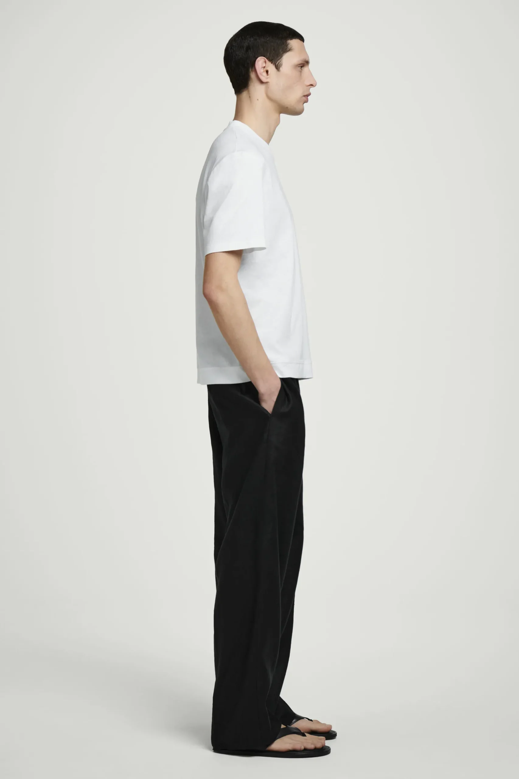 New COS BAWEŁNIANY T-SHIRT – RELAXED FIT Biały