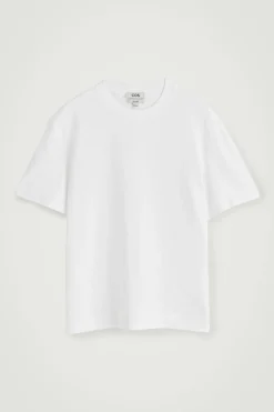 New COS BAWEŁNIANY T-SHIRT – RELAXED FIT Biały