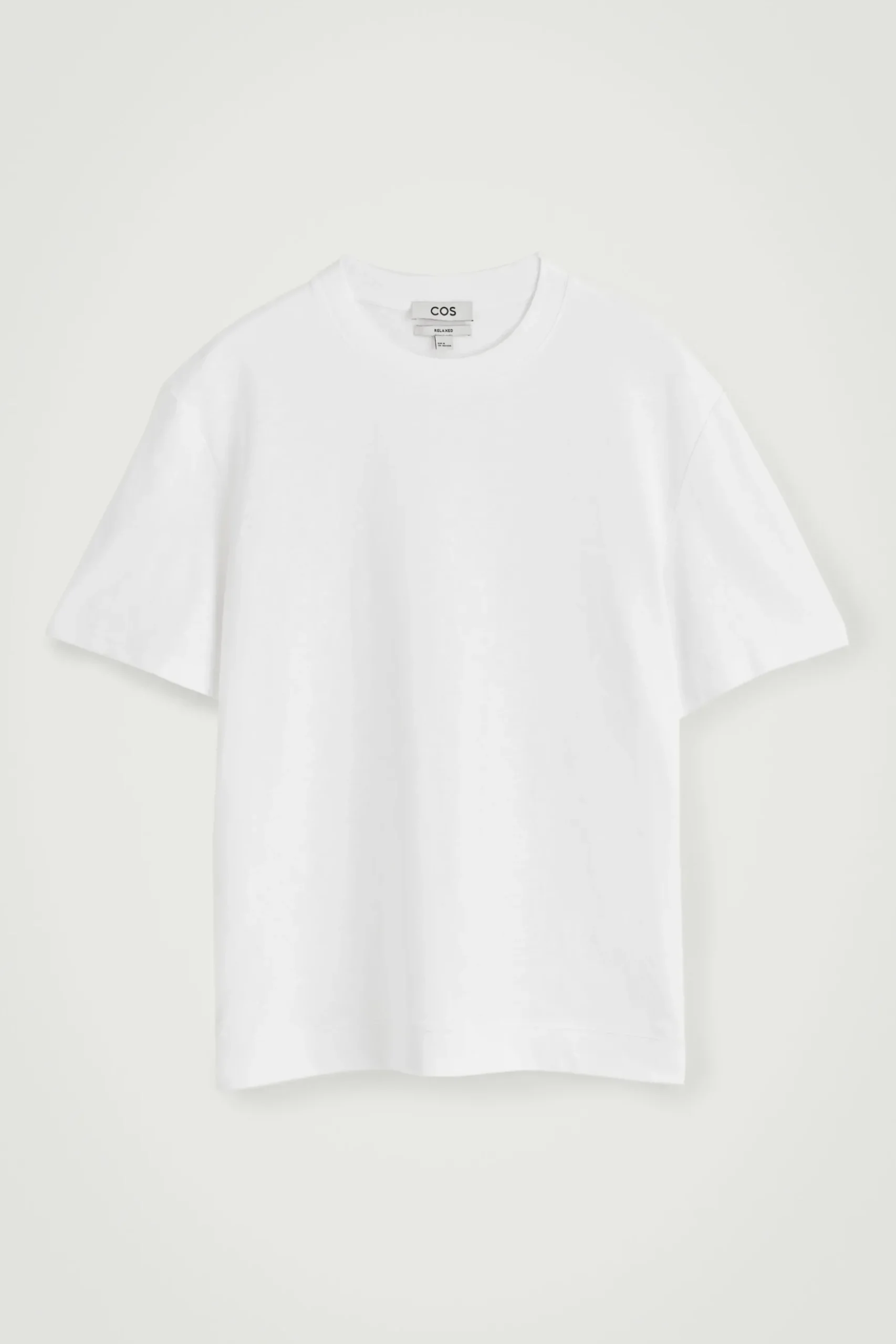 New COS BAWEŁNIANY T-SHIRT – RELAXED FIT Biały