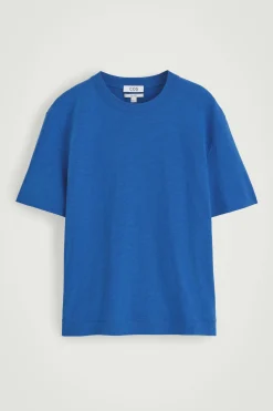 Fashion COS BAWEŁNIANY T-SHIRT – RELAXED FIT Niebieski