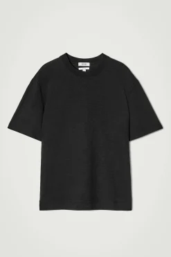 Sale COS BAWEŁNIANY T-SHIRT – RELAXED FIT Czarny
