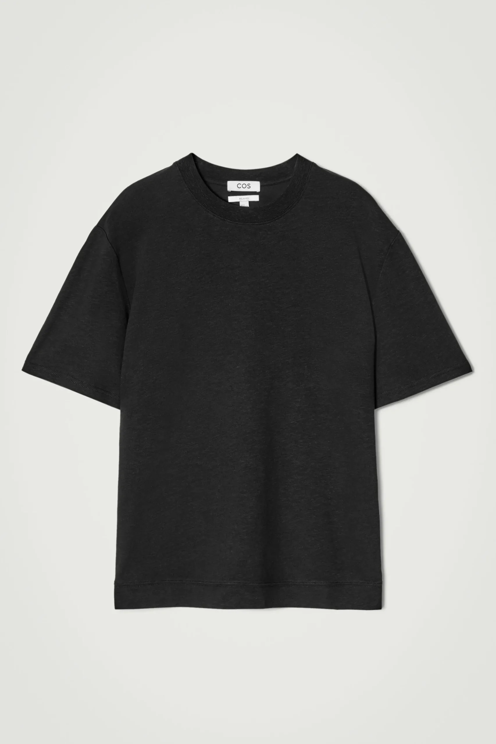 Sale COS BAWEŁNIANY T-SHIRT – RELAXED FIT Czarny