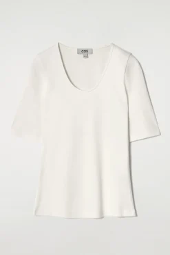 Fashion COS BAWEŁNIANY T-SHIRT O DOPASOWANYM KROJU