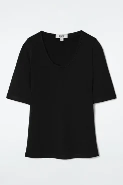Sale COS BAWEŁNIANY T-SHIRT O DOPASOWANYM KROJU