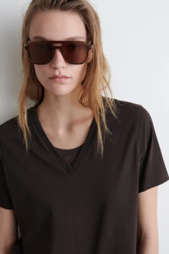 Discount COS BAWEŁNIANY T-SHIRT Z DEKOLTEM W KSZTAŁCIE LITERY V