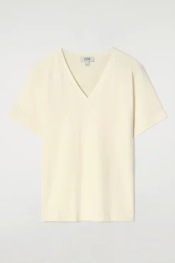 Sale COS BAWEŁNIANY T-SHIRT Z DEKOLTEM W KSZTAŁCIE LITERY V