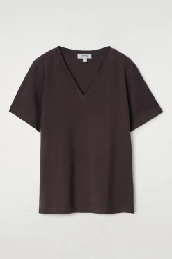 Discount COS BAWEŁNIANY T-SHIRT Z DEKOLTEM W KSZTAŁCIE LITERY V
