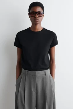 Clearance COS BAWEŁNIANY T-SHIRT Z LAMÓWKAMI