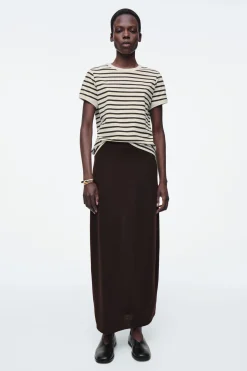 New COS BAWEŁNIANY T-SHIRT Z LAMÓWKAMI