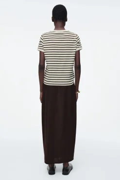 New COS BAWEŁNIANY T-SHIRT Z LAMÓWKAMI