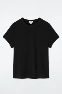 Clearance COS BAWEŁNIANY T-SHIRT Z LAMÓWKAMI