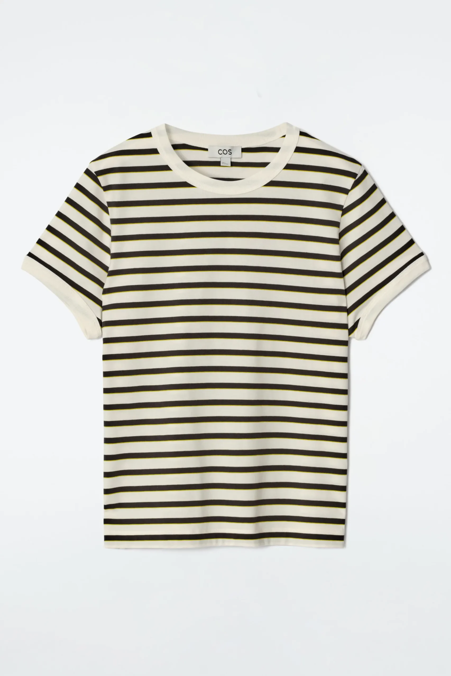 New COS BAWEŁNIANY T-SHIRT Z LAMÓWKAMI