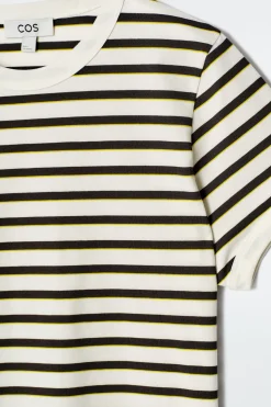 New COS BAWEŁNIANY T-SHIRT Z LAMÓWKAMI