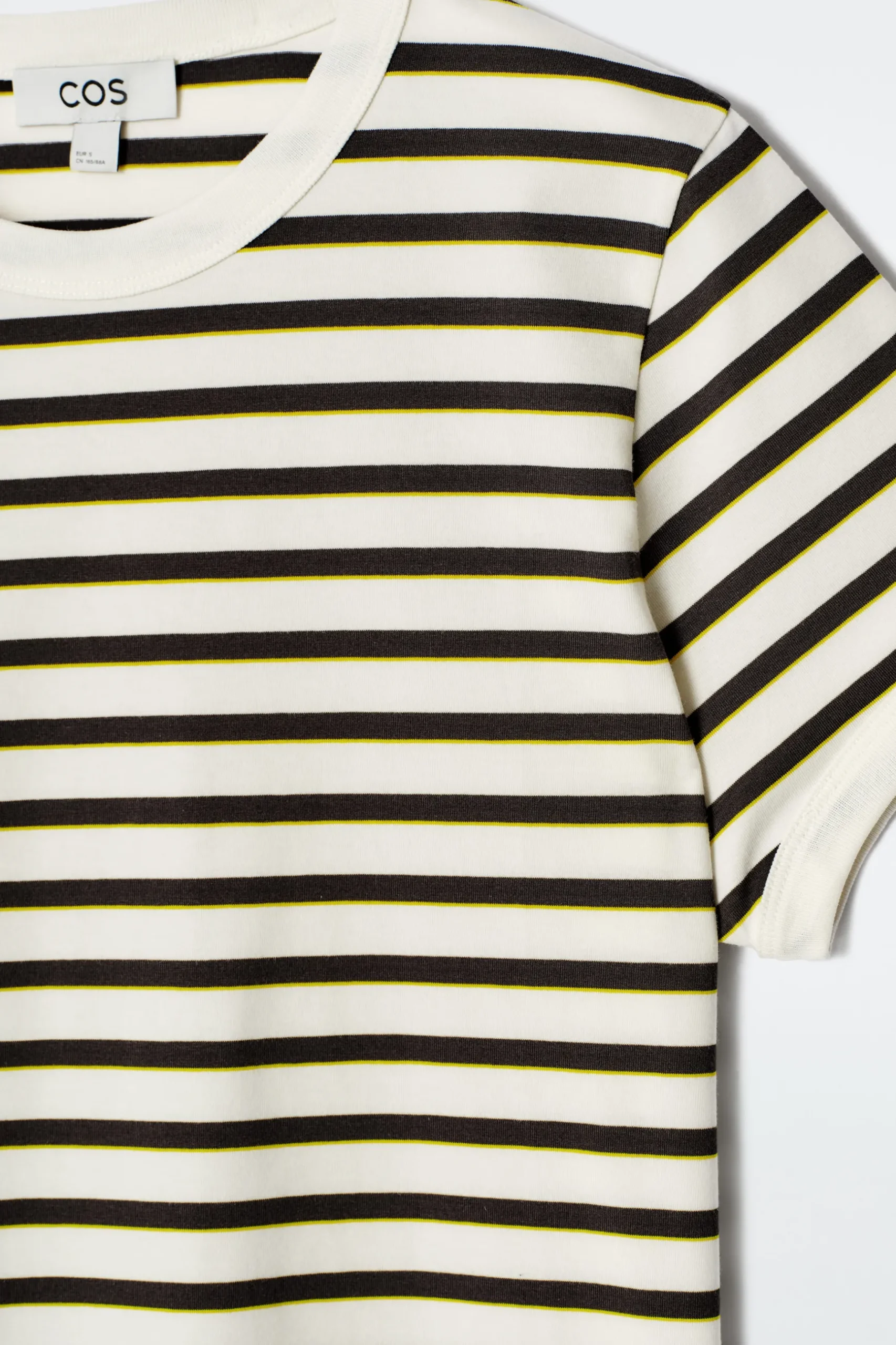 New COS BAWEŁNIANY T-SHIRT Z LAMÓWKAMI