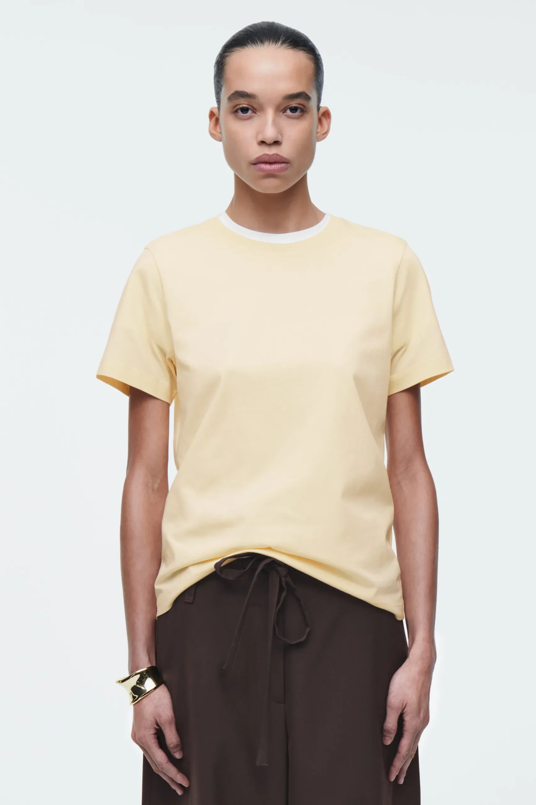 Hot COS BAWEŁNIANY T-SHIRT Z OKRĄGŁYM DEKOLTEM