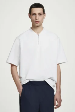 Hot COS BAWEŁNIANY T-SHIRT Z ZAMKIEM