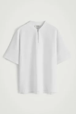 Hot COS BAWEŁNIANY T-SHIRT Z ZAMKIEM