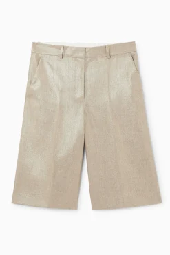 Fashion COS BERMUDY Z METALICZNEGO MATERIAŁU HOPSACK
