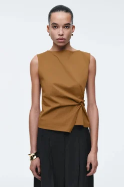 Fashion COS BLUZKA BEZ RĘKAWÓW Z MARSZCZENIAMI